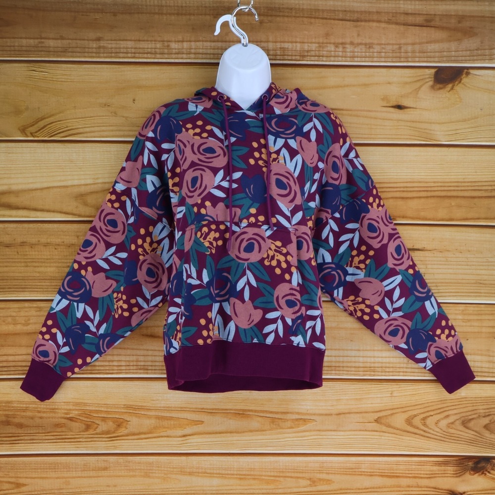 Dip Sweatshirt Womens Size S Multicolor Floral Cotton Blend Soft Pockets